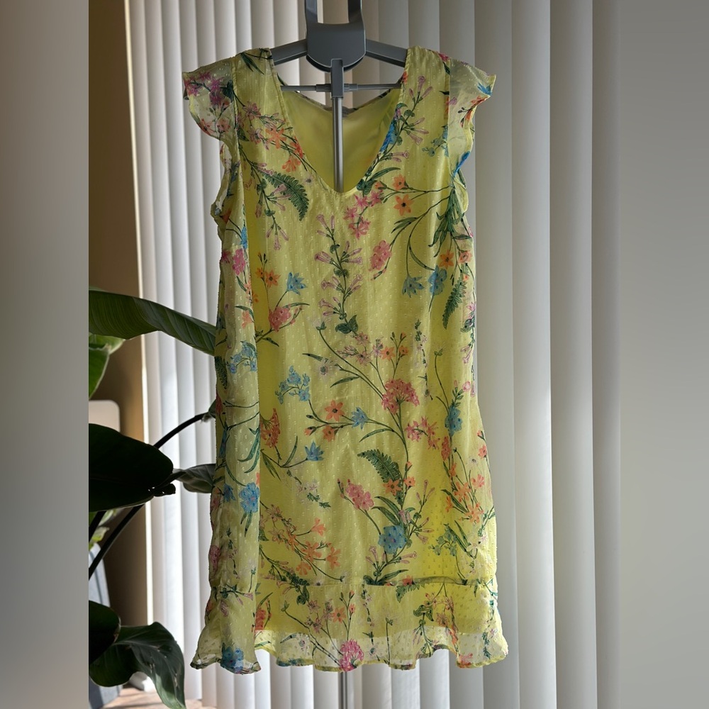 Belle Sky Yellow with Muti-color Floral Dress